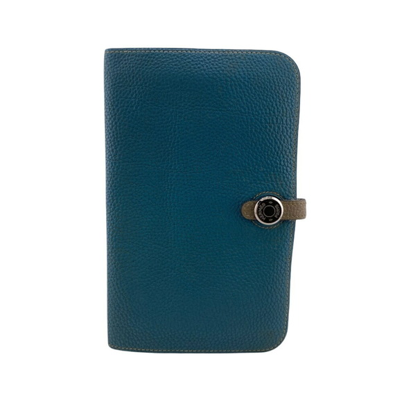 HERMES Hermes Dogon GM Long Wallet Blue Women's - Picture 1 of 10